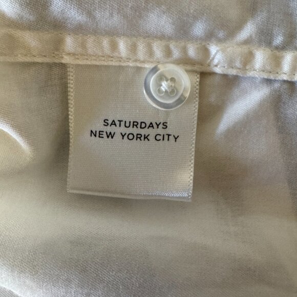 NWT Saturdays New York City Cameron Camp Collar White Button Shirt Size Large - Picture 9 of 10
